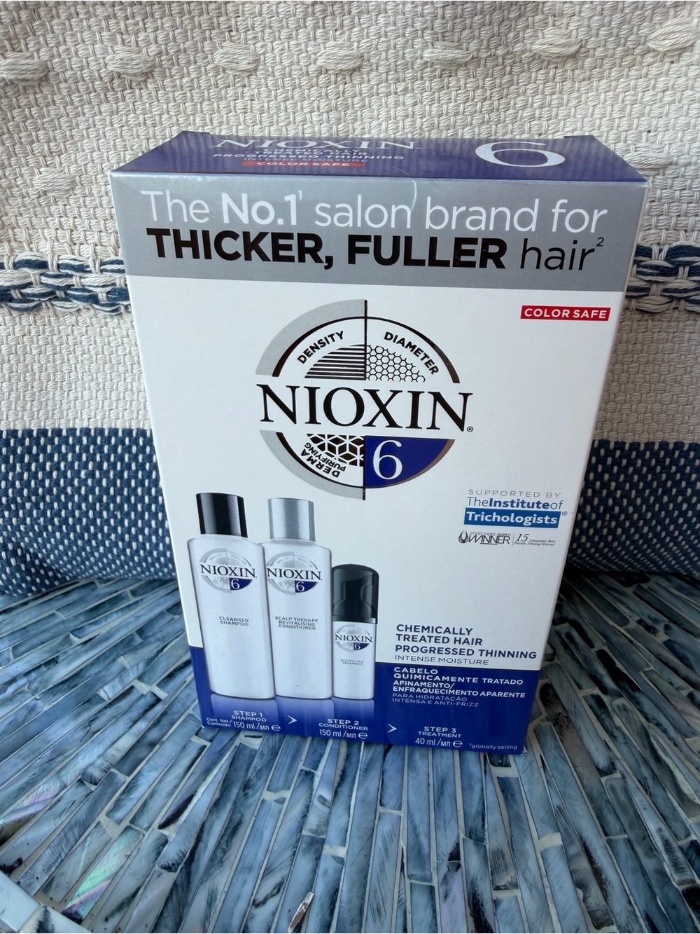 Nioxin System 6 Hair Care Kit for Thicker, Fuller Hair - White & Blue